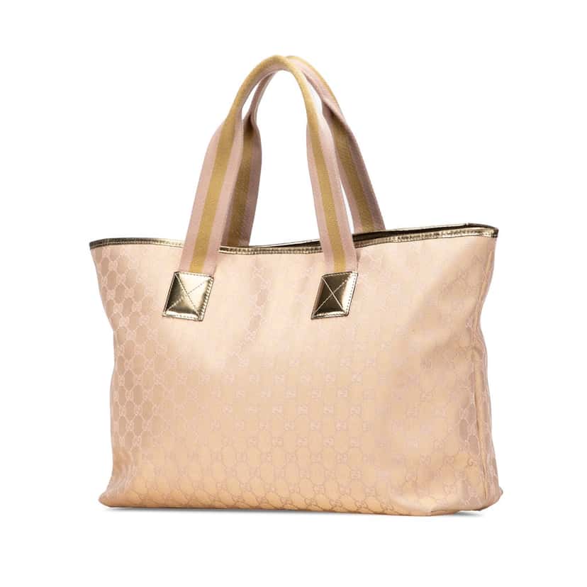 Gucci GG Canvas Web Tote Gold Very good condition - Back View
