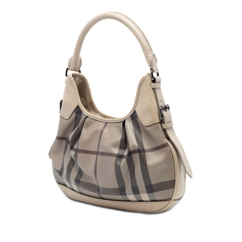 Burberry Smoked Check Coated Canvas Brooklyn Hobo Beige Very good condition - Back View