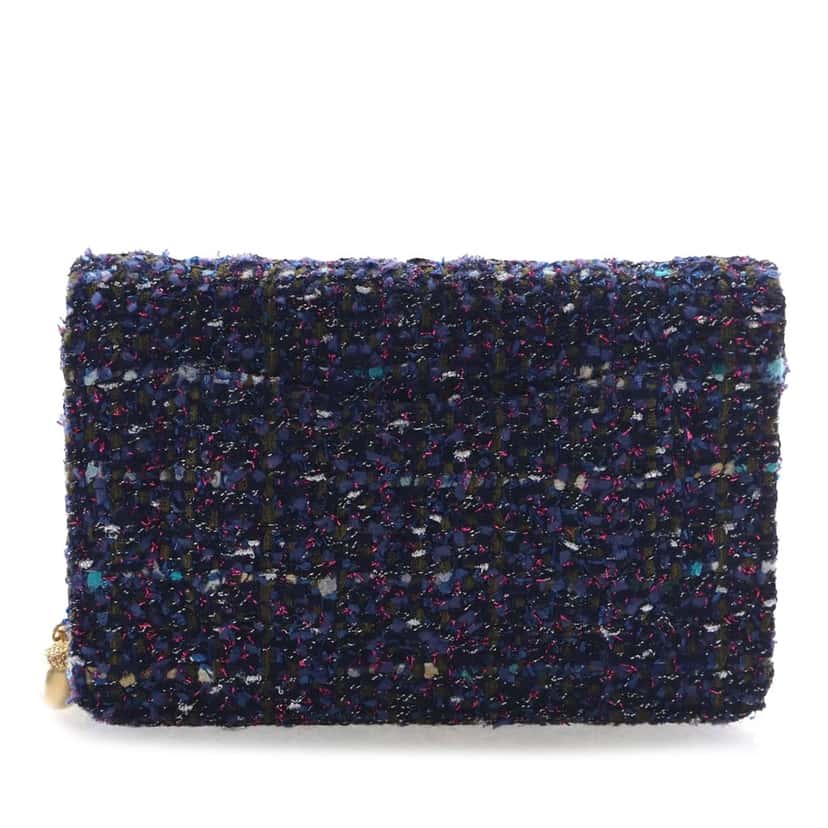 Chanel CC Tweed Charms Wallet On Chain Blue Very good condition - Back View