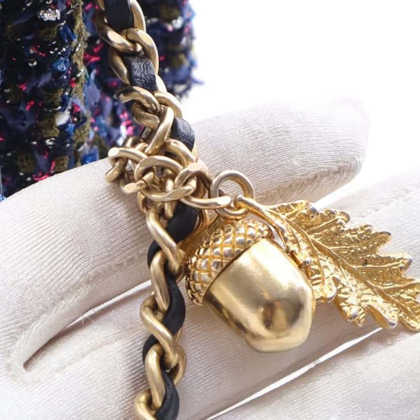 Chanel CC Tweed Charms Wallet On Chain Blue Very good condition - Box View