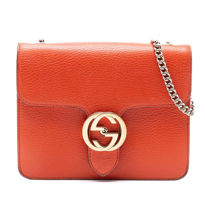 Gucci Small Dollar Calfskin Interlocking G Crossbody Orange Leather Very good condition - Front View