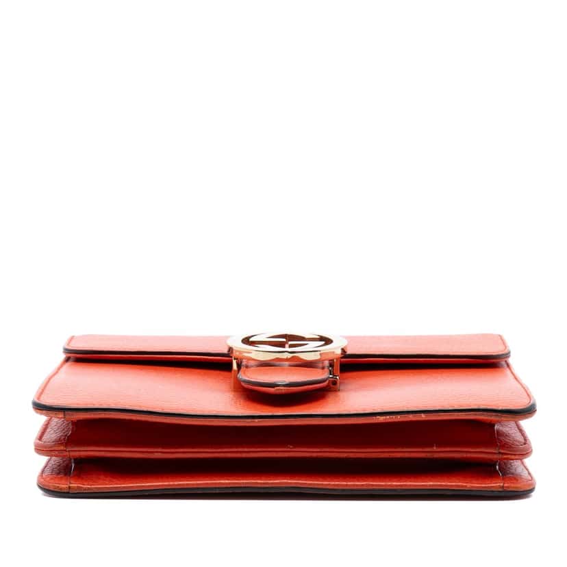 Gucci Small Dollar Calfskin Interlocking G Crossbody Orange Leather Very good condition - Inside View