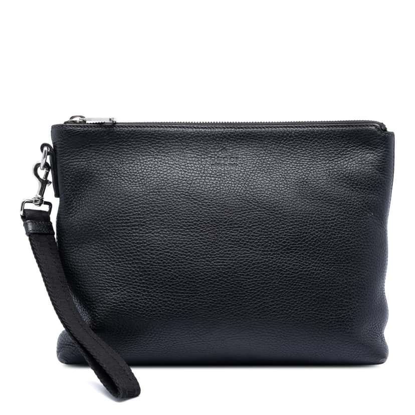 Gucci Leather Clutch Black Leather Very good condition - Front View