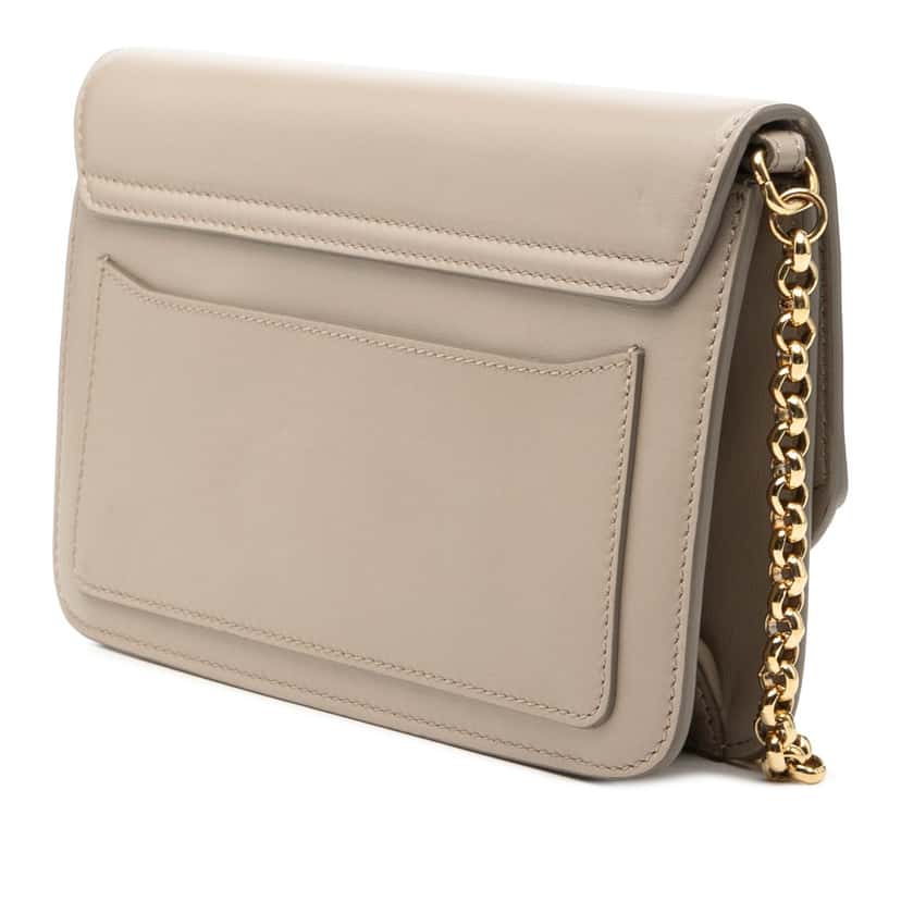Chloé Calfskin and Suede C Clutch With Chain Brown Leather Very good condition - Back View