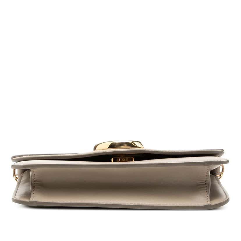 Chloé Calfskin and Suede C Clutch With Chain Brown Leather Very good condition - Inside View