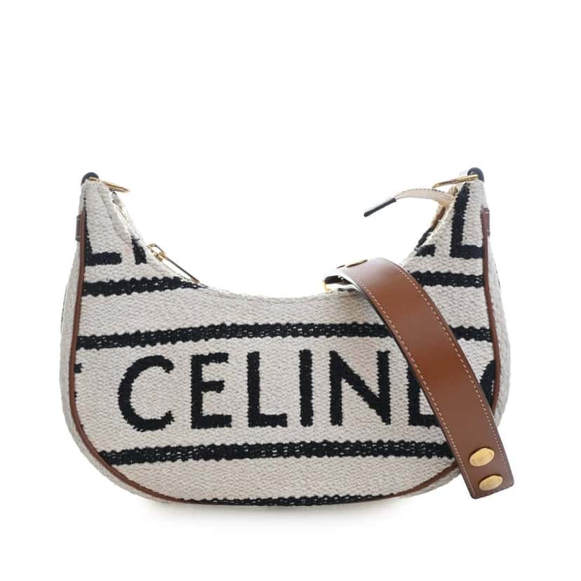 Celine Medium Knitted Textile Ava Shoulder Bag Beige Very good condition - Front View