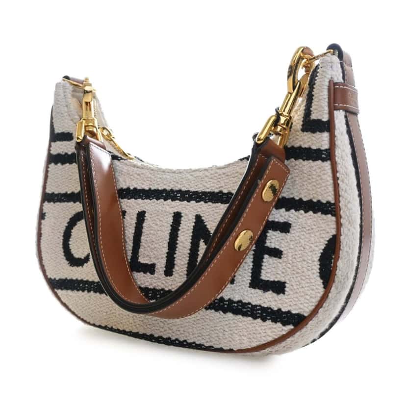 Celine Medium Knitted Textile Ava Shoulder Bag Beige Very good condition - Back View