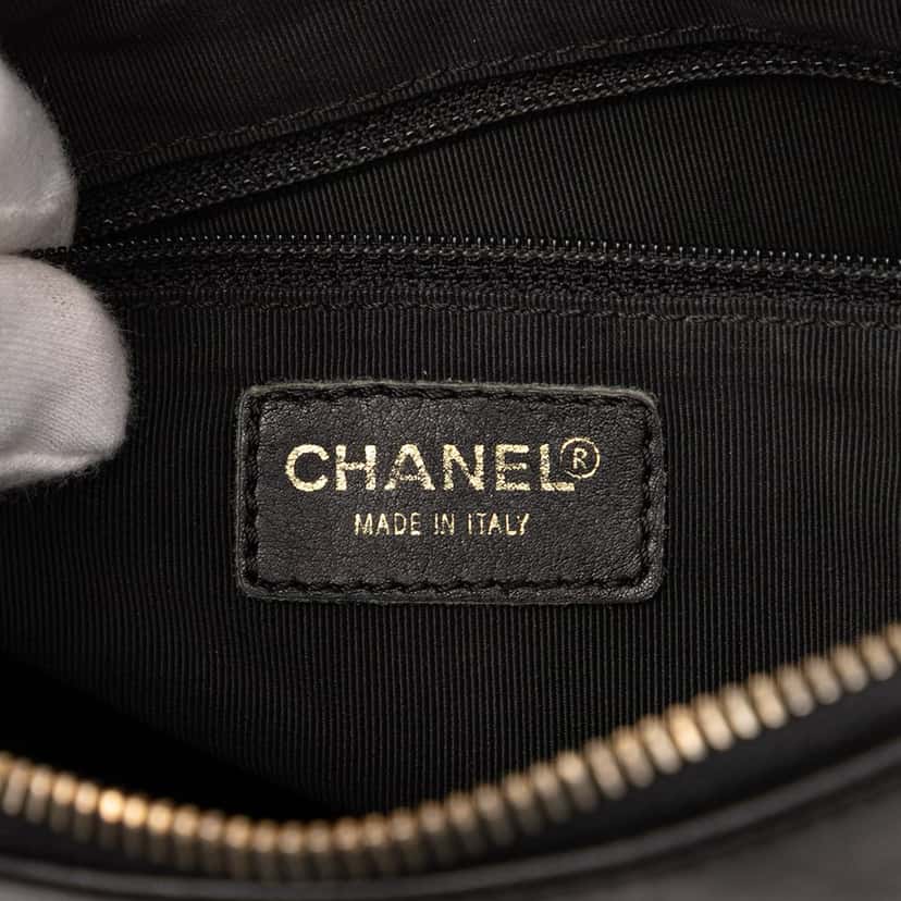 Chanel CC Chocolate Bar Lambskin Shoulder Bag Black Leather Very good condition - Box View
