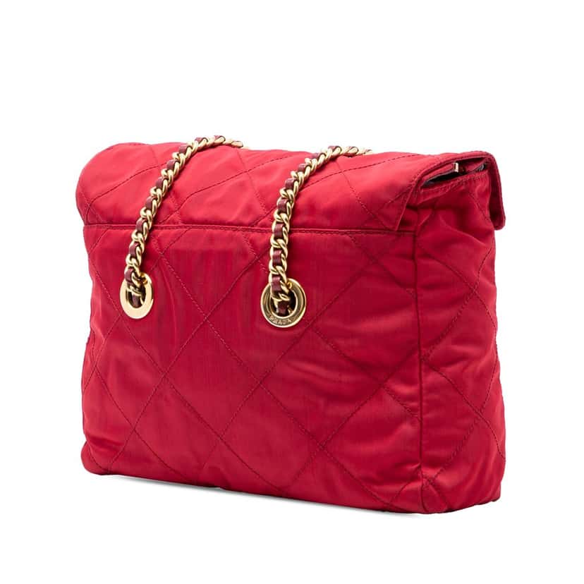 Prada Impuntu Tessuto Chain Shoulder Bag Red Very good condition - Back View