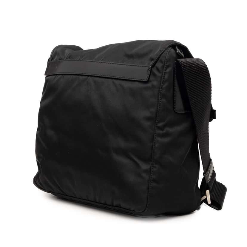 Prada Tessuto Zip Buckle Messenger Bag Black Very good condition - Back View