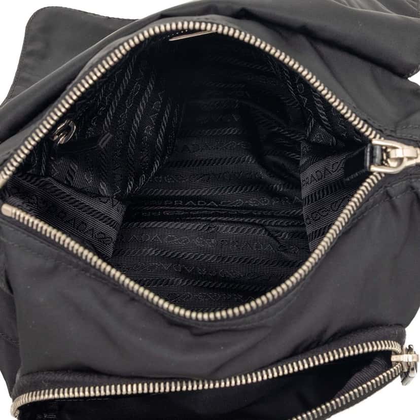 Prada Tessuto Zip Buckle Messenger Bag Black Very good condition - Model View