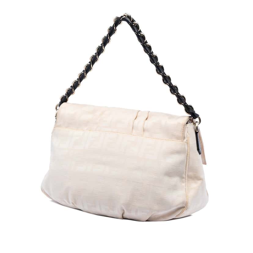 Fendi Zucca Canvas Mia Flap Shoulder Bag Brown Very good condition - Back View