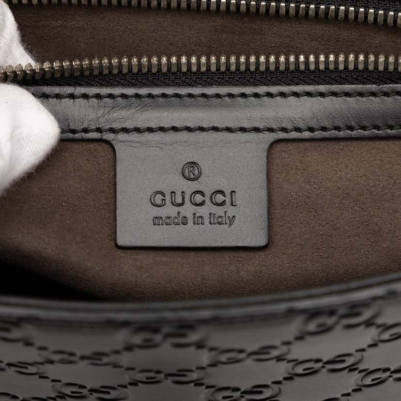 Gucci Guccissima Flap Messenger Bag Black Leather Very good condition - Box View