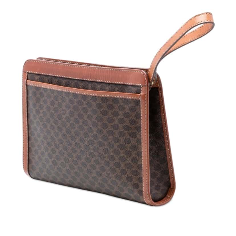 Celine Macadam Coated Canvas Clutch Brown Very good condition - Back View