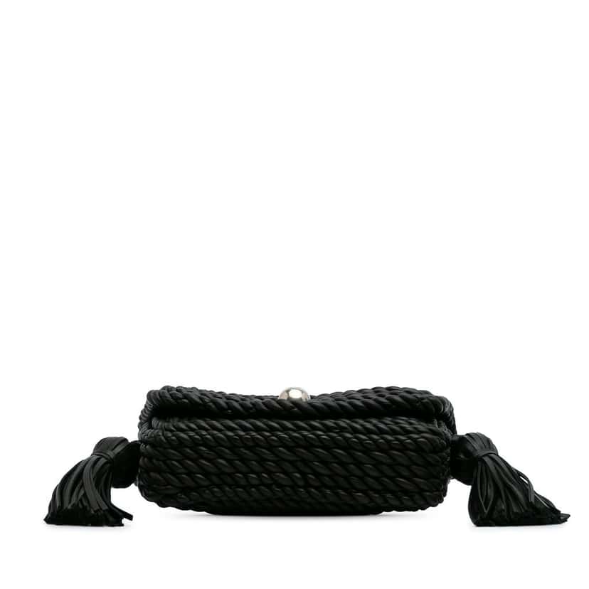 Bottega Veneta Lambskin Torchon Classic Tasseled Twisted Crossbody Black Leather Very good condition - Inside View