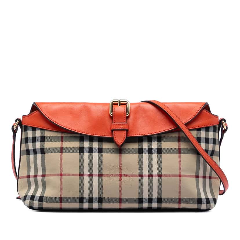 Burberry Haymarket Check Canvas Leah Crossbody Beige Very good condition - Front View