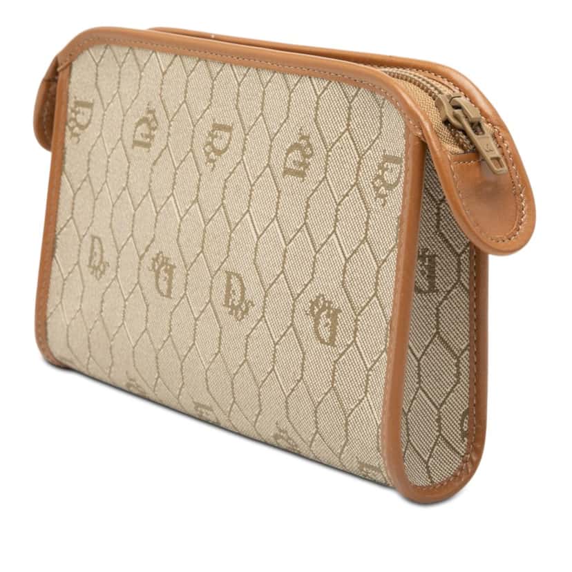 Dior Honeycomb Coated Canvas Pouch Beige Very good condition - Back View