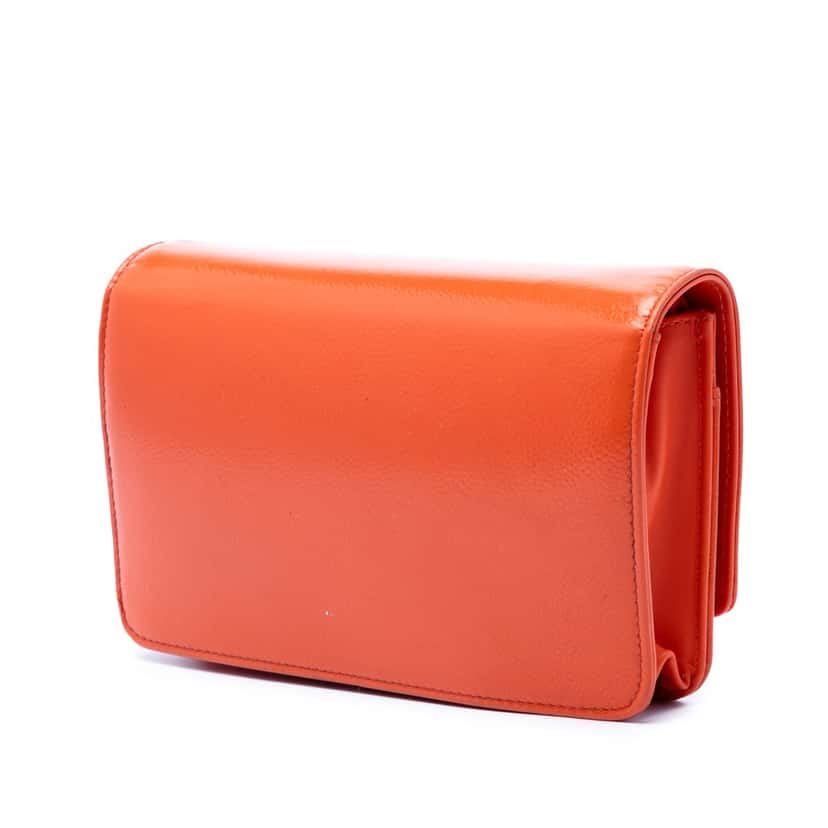 Chanel CC Patent Caviar Wallet On Chain Orange Leather Very good condition - Back View