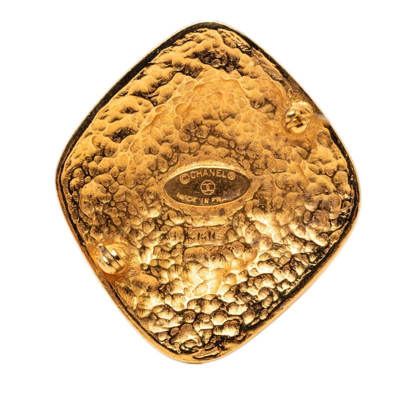 Chanel CC Gold Plated Diamond Brooch Gold Metal Very good condition - Inside View
