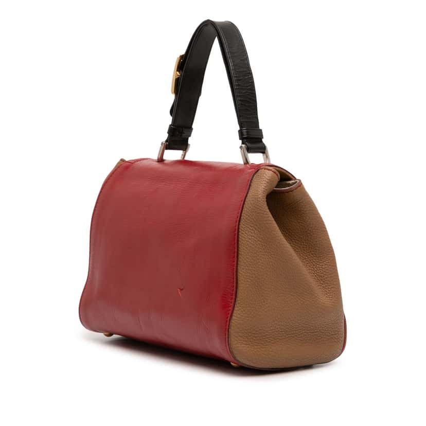 Fendi Tricolor Calfskin Silvana Top Handle Bag Red Leather Very good condition - Back View