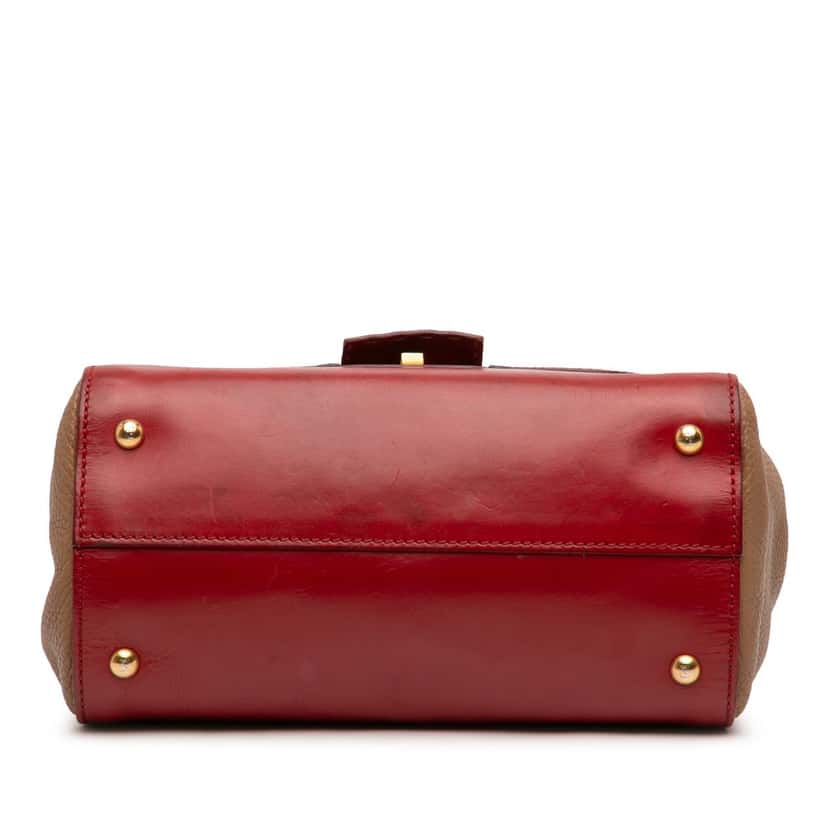 Fendi Tricolor Calfskin Silvana Top Handle Bag Red Leather Very good condition - Inside View