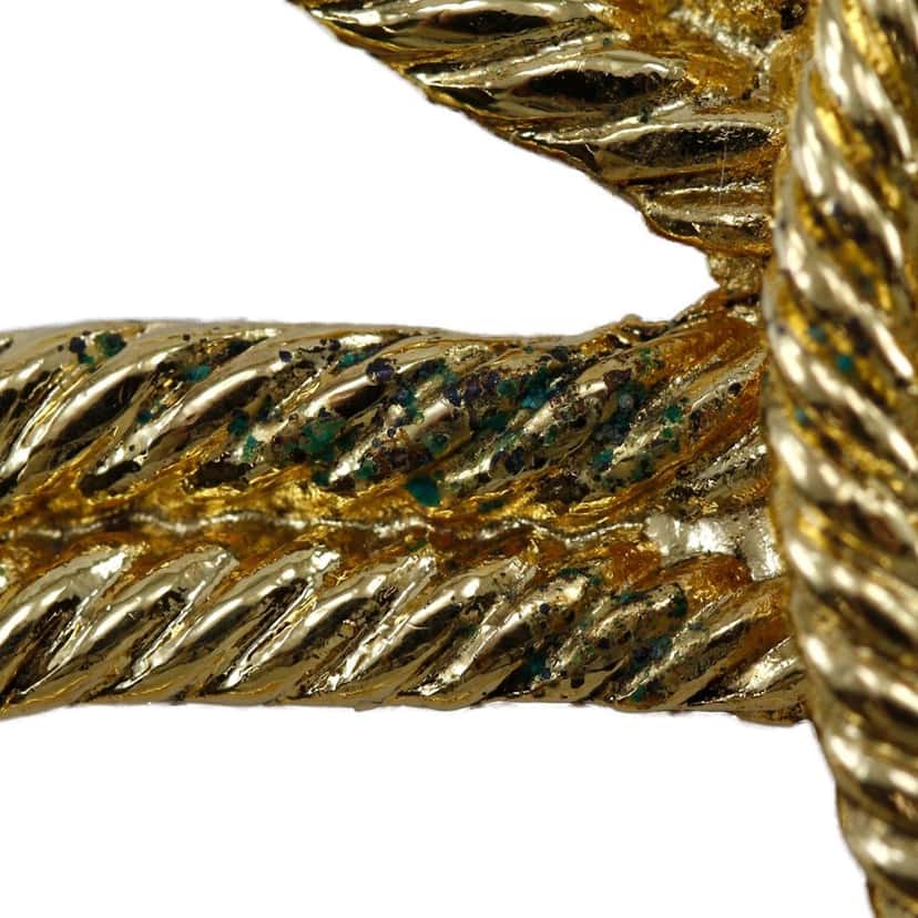 Chanel CC Gold Plated Clover Rope Brooch Gold Metal Very good condition - Box View