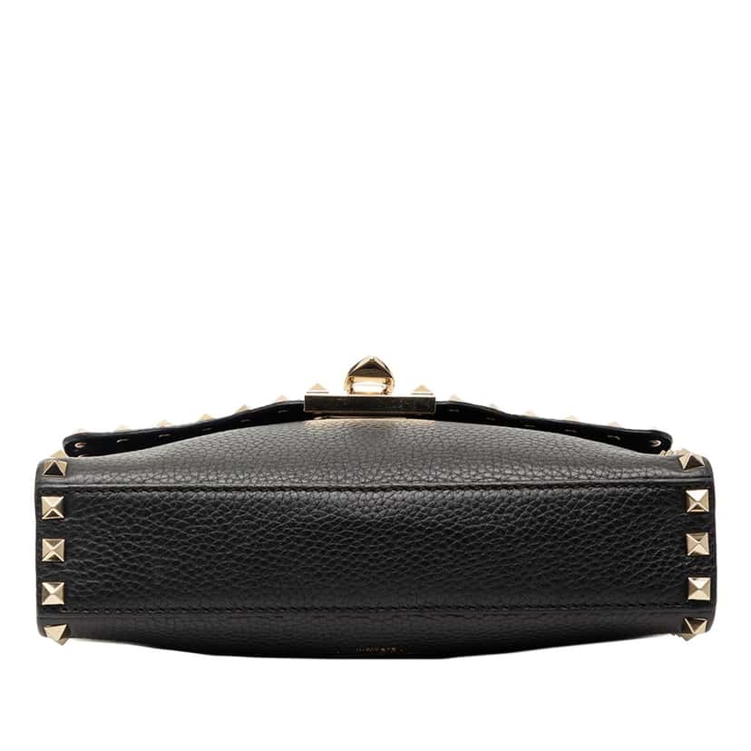 Valentino Small Grainy Calfskin Rockstud Flap Crossbody Black Leather Very good condition - Inside View