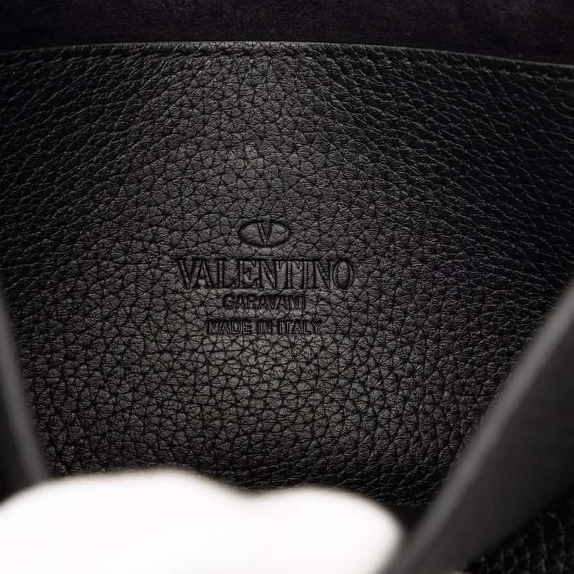 Valentino Small Grainy Calfskin Rockstud Flap Crossbody Black Leather Very good condition - Box View