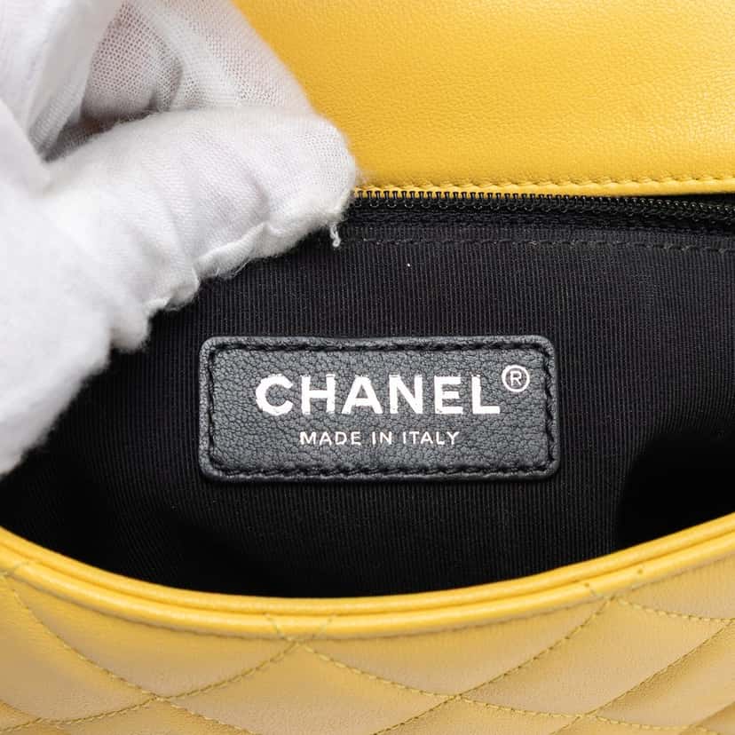 Chanel Small Quilted Lambskin Cuba Color Flap Yellow Leather Very good condition - Box View