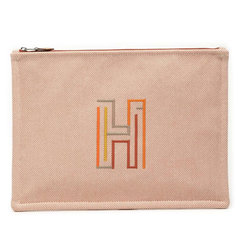 Hermès Large Canvas H Labyrinthe Case Orange Very good condition - Front View