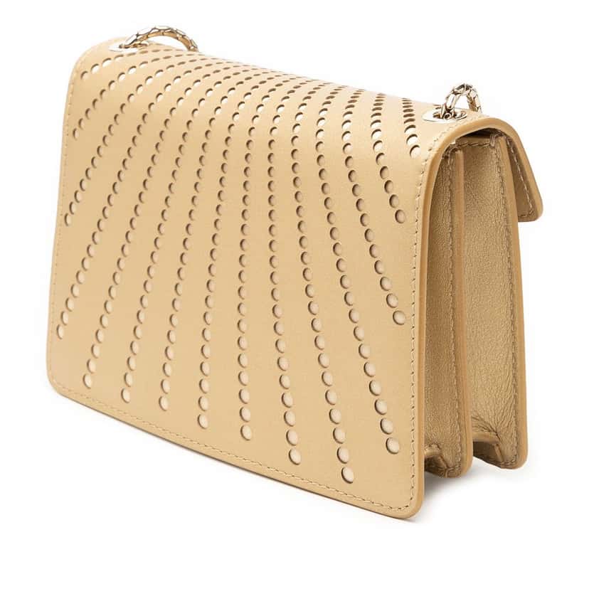 Bvlgari Mini Laser Cut Calfskin Serpenti Forever Diamond Blast Sunshine Crossbody Gold Leather Very good condition - Back View