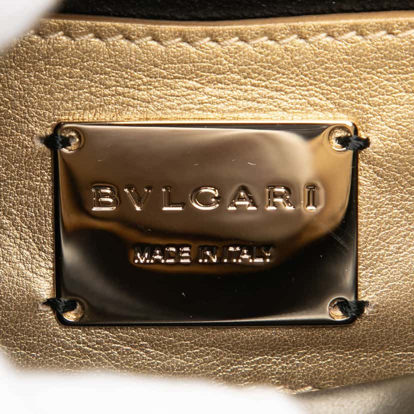 Bvlgari Mini Laser Cut Calfskin Serpenti Forever Diamond Blast Sunshine Crossbody Gold Leather Very good condition - Box View