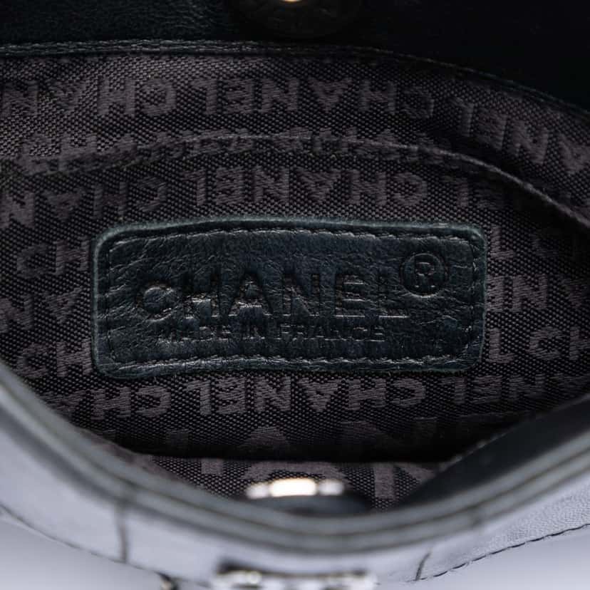 Chanel CC Choco Bar Lambskin Chain Fringe Crossbody Black Leather Very good condition - Box View