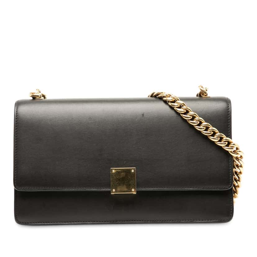 Celine Small Leather Case Chain Flap Black Leather Very good condition - Front View