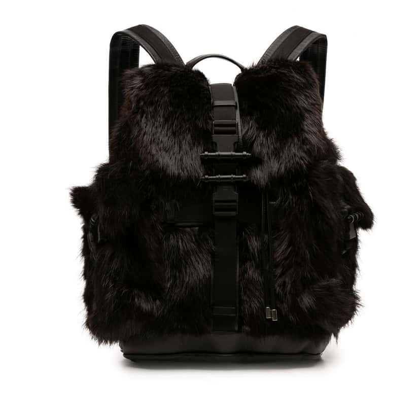 Givenchy Leather and Fur Obsedia Backpack Black Very good condition - Front View
