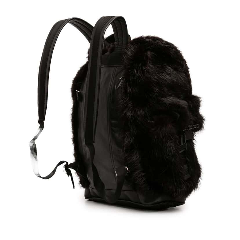 Givenchy Leather and Fur Obsedia Backpack Black Very good condition - Back View