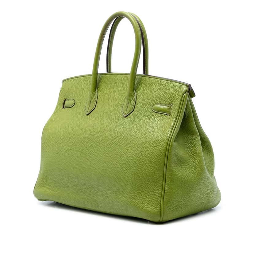 Hermès Clemence Birkin Retourne 35 Green Leather Very good condition - Back View
