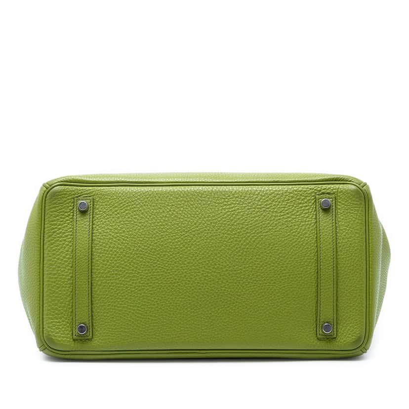 Hermès Clemence Birkin Retourne 35 Green Leather Very good condition - Inside View