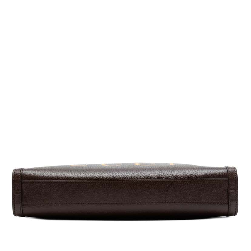 Gucci 100th Anniversary Textured Calfskin Logo Convertible Tote Brown Leather Very good condition - Inside View