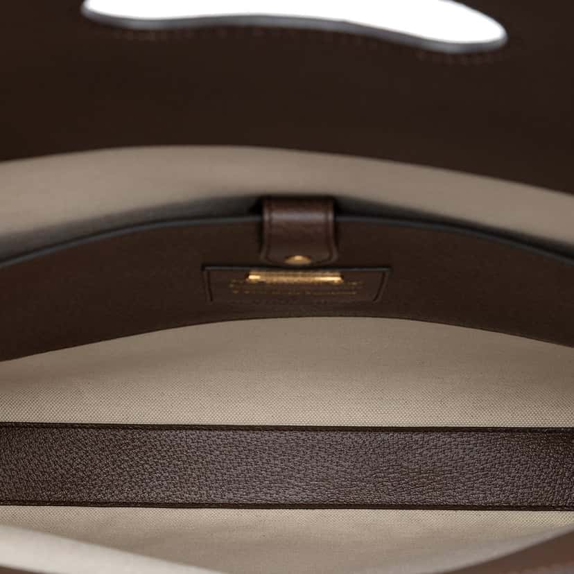 Gucci 100th Anniversary Textured Calfskin Logo Convertible Tote Brown Leather Very good condition - Model View