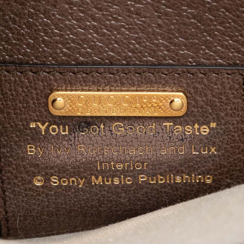 Gucci 100th Anniversary Textured Calfskin Logo Convertible Tote Brown Leather Very good condition - Box View