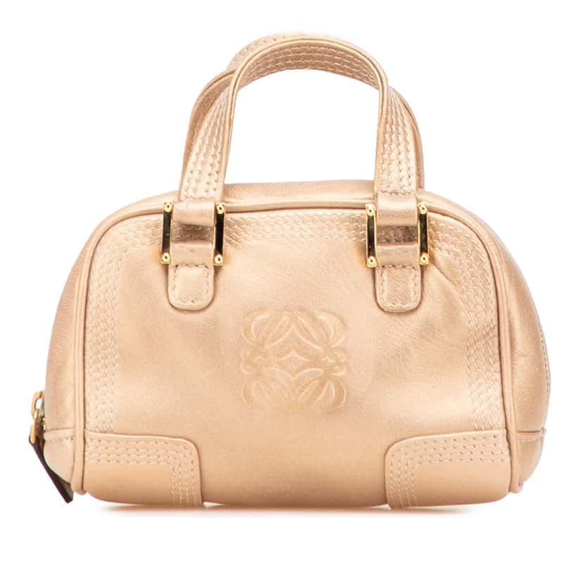 Loewe Micro Metallic Leather Amazona Satchel Gold Leather Very good condition - Front View