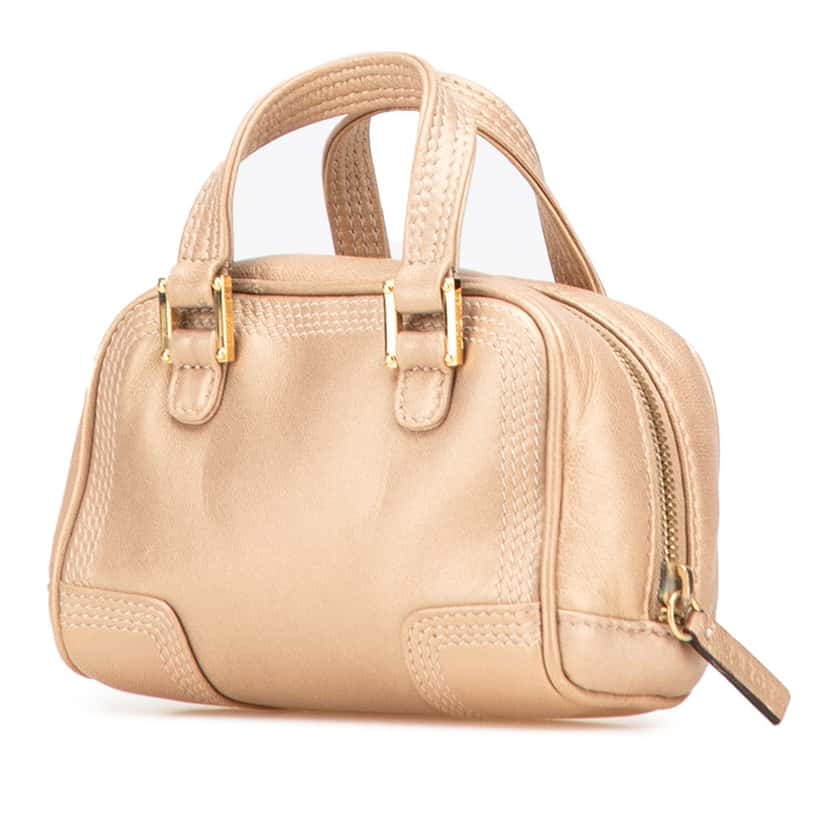 Loewe Micro Metallic Leather Amazona Satchel Gold Leather Very good condition - Back View