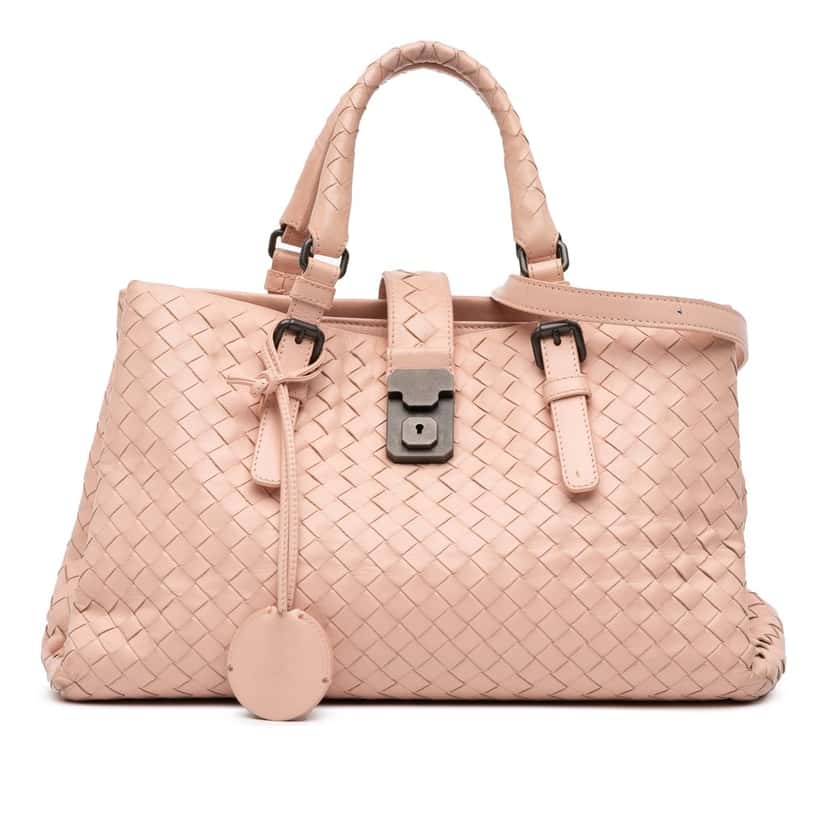 Bottega Veneta Small Nappa Intrecciato Roma Satchel Beige Leather Very good condition - Front View