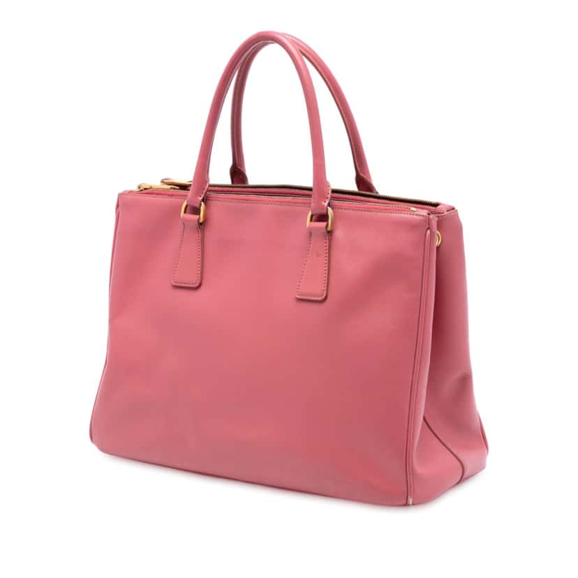 Prada Medium Saffiano Lux Galleria Double Zip Satchel Pink Leather Very good condition - Back View