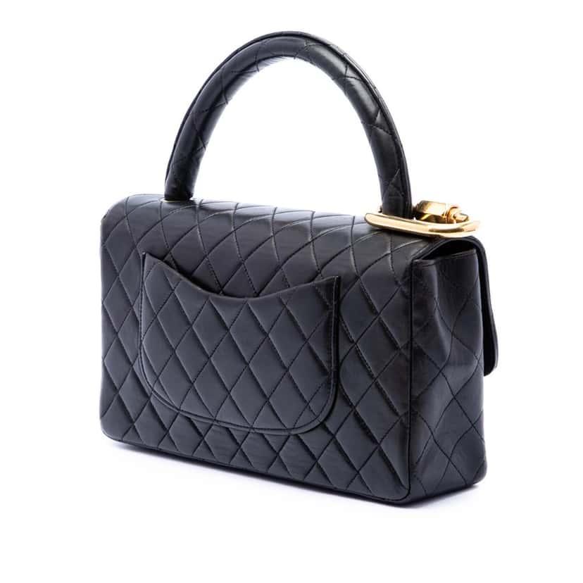 Chanel Medium Lambskin Kelly Parent Top Handle Bag Black Leather Very good condition - Back View
