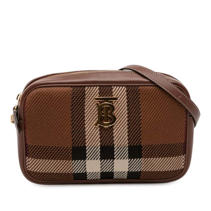 Burberry Small Knitted Check Lola Camera Bag Brown Very good condition - Front View