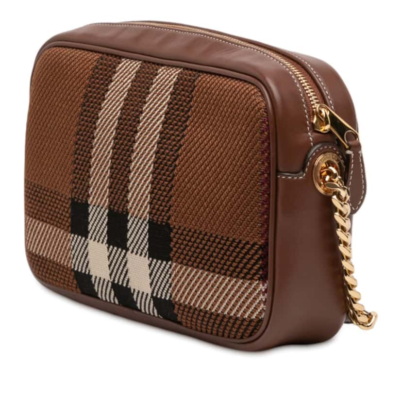 Burberry Small Knitted Check Lola Camera Bag Brown Very good condition - Back View
