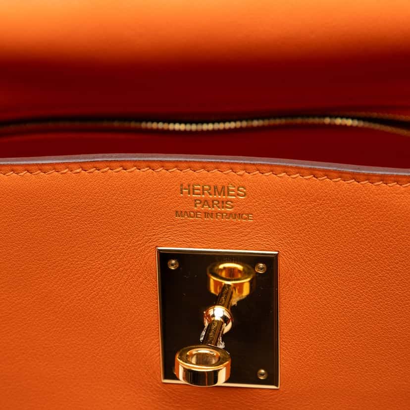 Hermès Gulliver Kelly Retourne 32 Orange Leather Very good condition - Box View