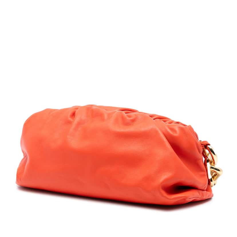 Bottega Veneta Lambskin Chain Pouch Orange Leather Very good condition - Back View